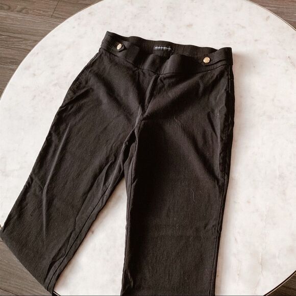 Counterparts Black Gold Button Pull On Office Wear Work Pant Legging Slack Sz 6P - Picture 2 of 8